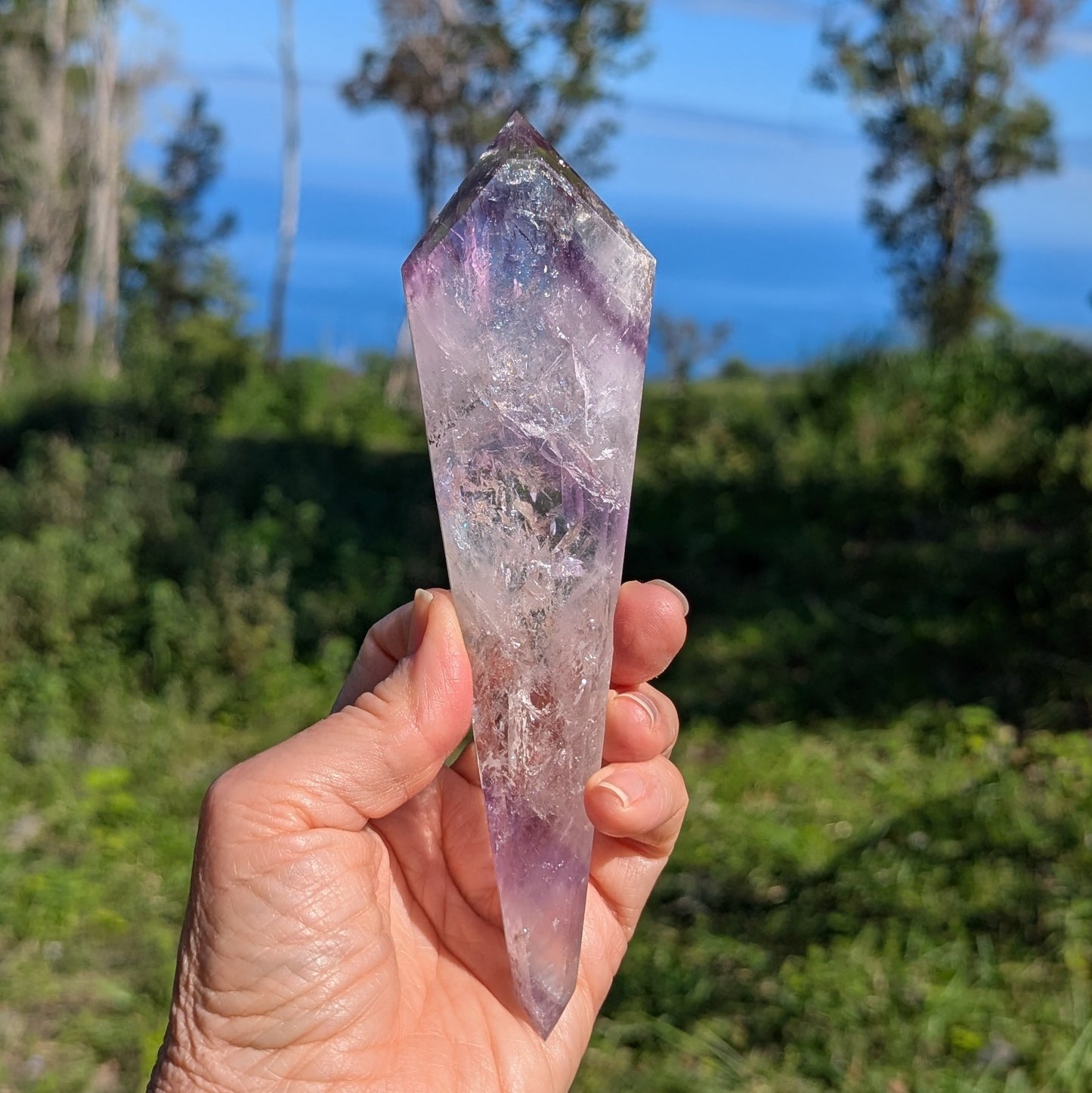 Chevron Amethyst Shaped and Polished 7.125" long, 191 grams