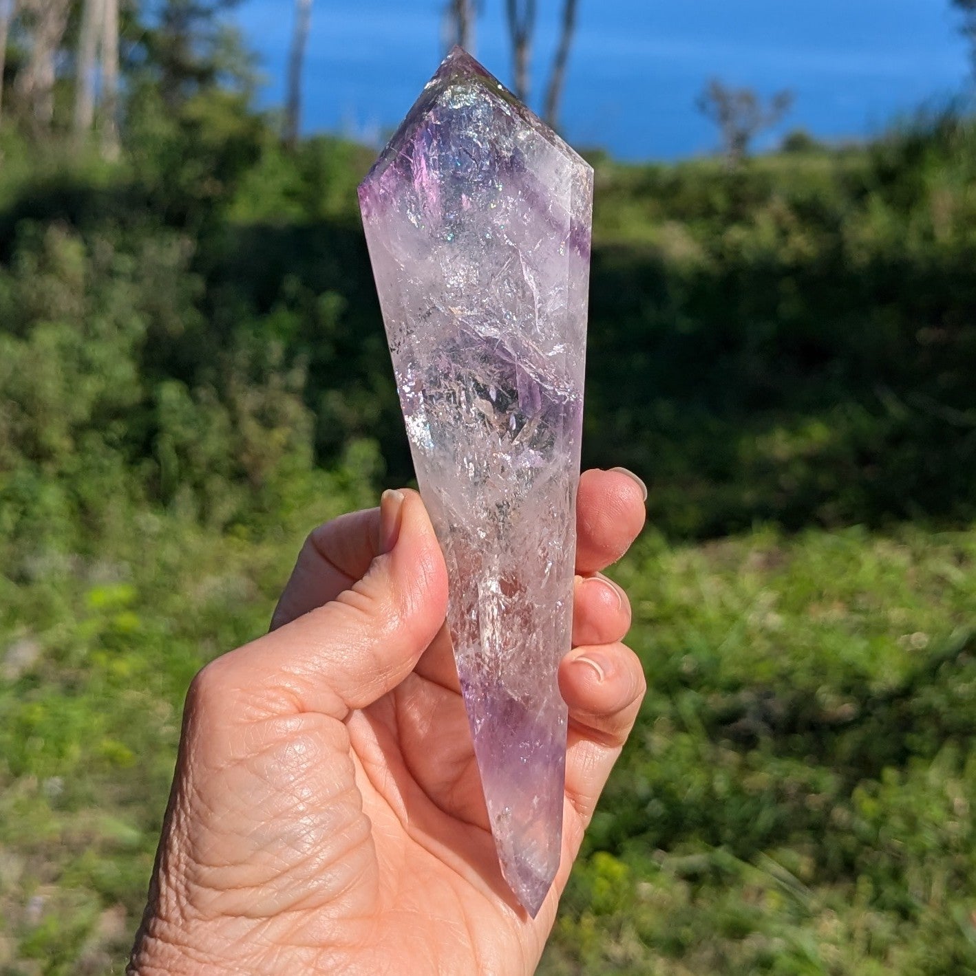 Chevron Amethyst Shaped and Polished 7.125" long, 191 grams