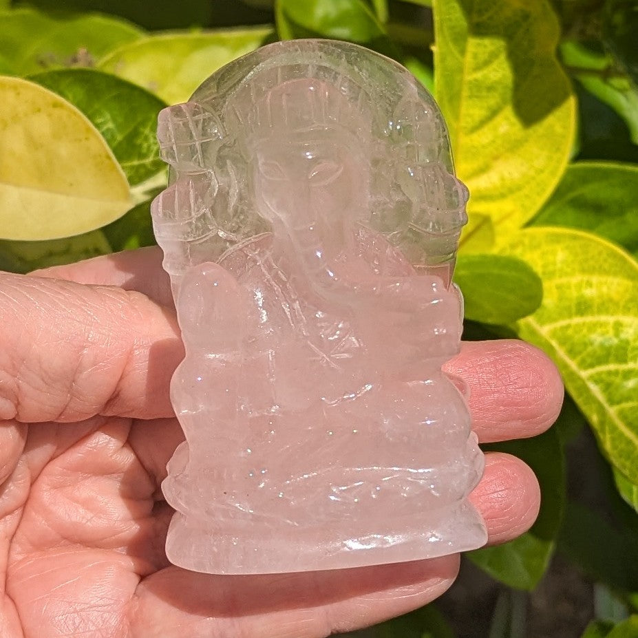 Rose Quartz Ganesha 3.125" tall, 187 grams