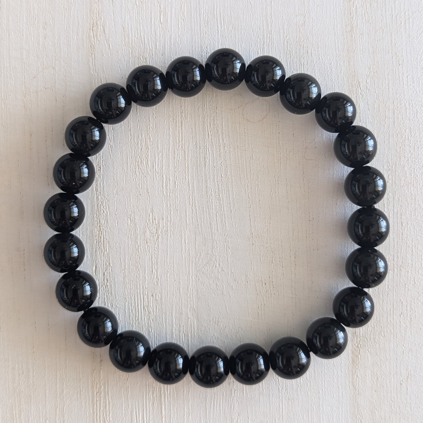 Black Obsidian Round Bead Bracelet