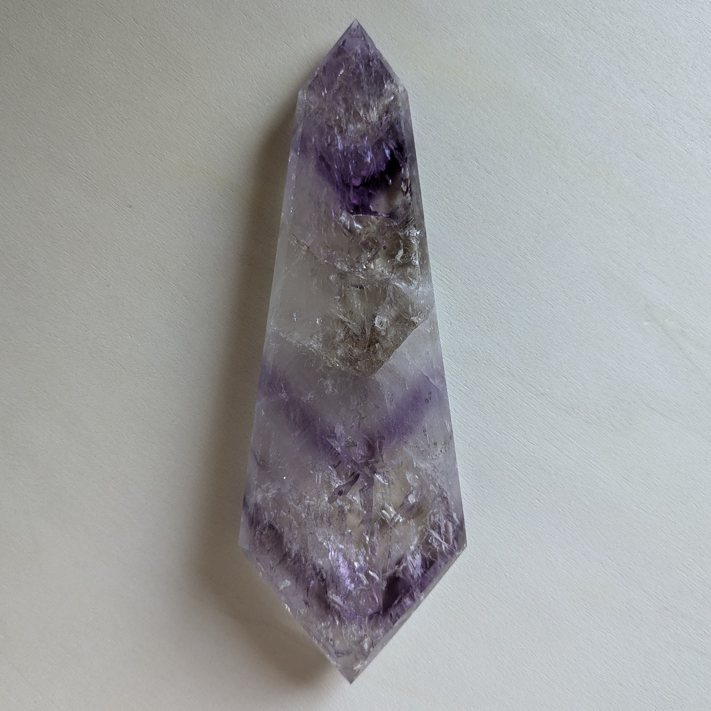 Chevron Amethyst Shaped and Polished 7.5" long, 288 grams