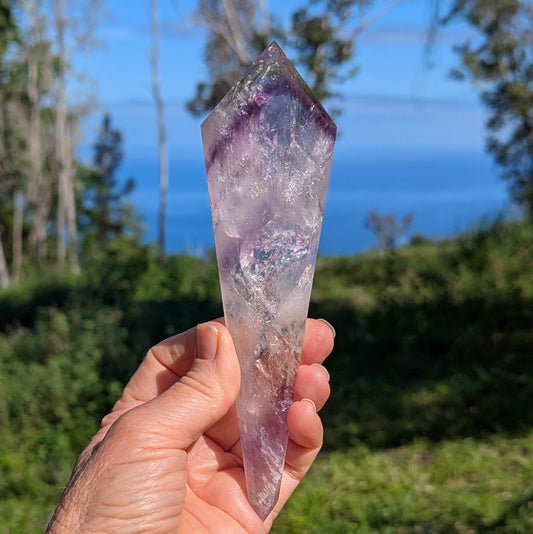 Chevron Amethyst Shaped and Polished 7.125" long, 191 grams