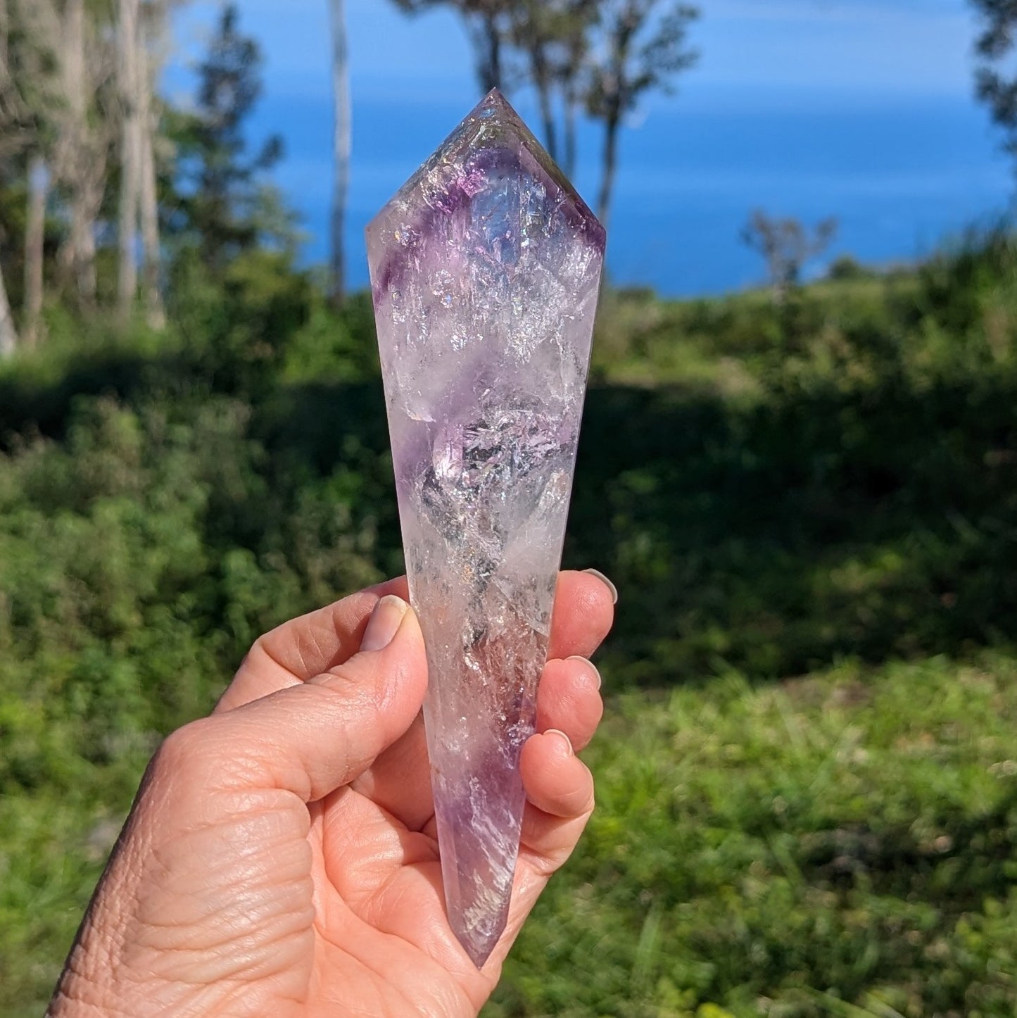 Chevron Amethyst Shaped and Polished 7.125" long, 191 grams