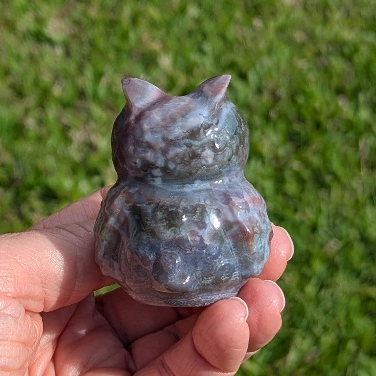 Ocean Jasper Owl 2.25" tall, 142 grams
