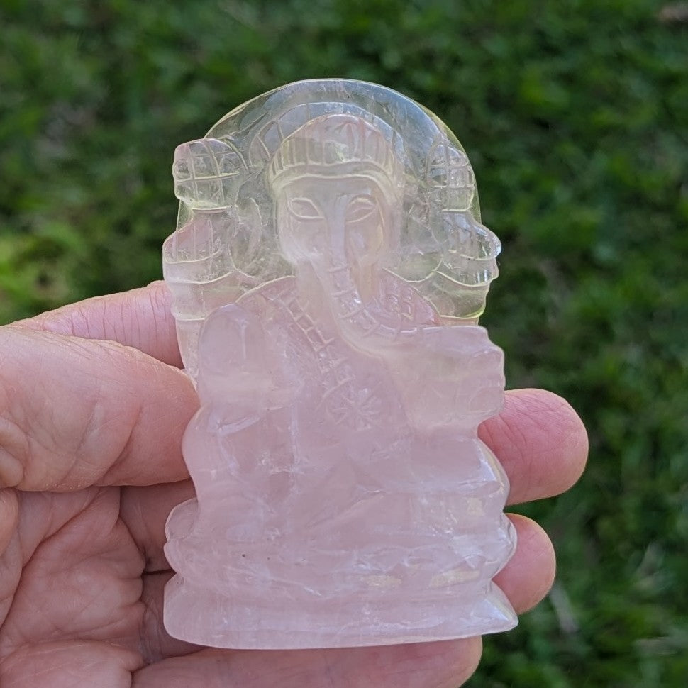 Rose Quartz Ganesha 3.125" tall, 187 grams