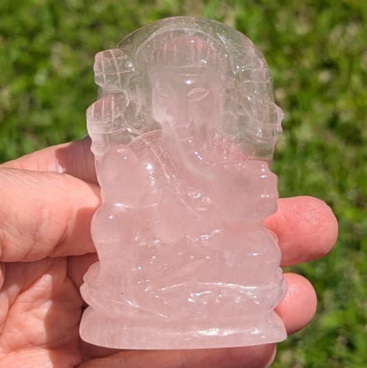 Rose Quartz Ganesha 3.125" tall, 187 grams