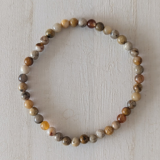 Crazy Lace Agate Round Bead Bracelet