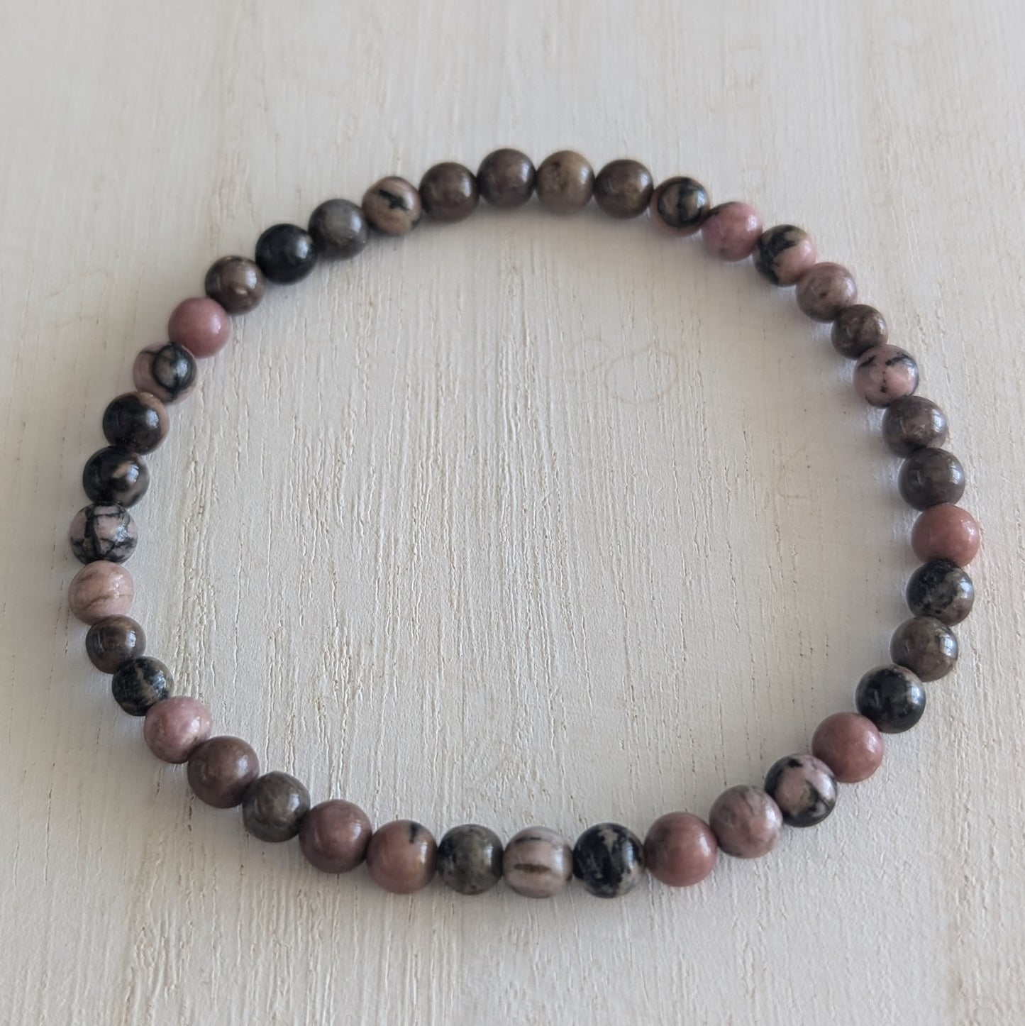 Rhodonite Round Bead Bracelet