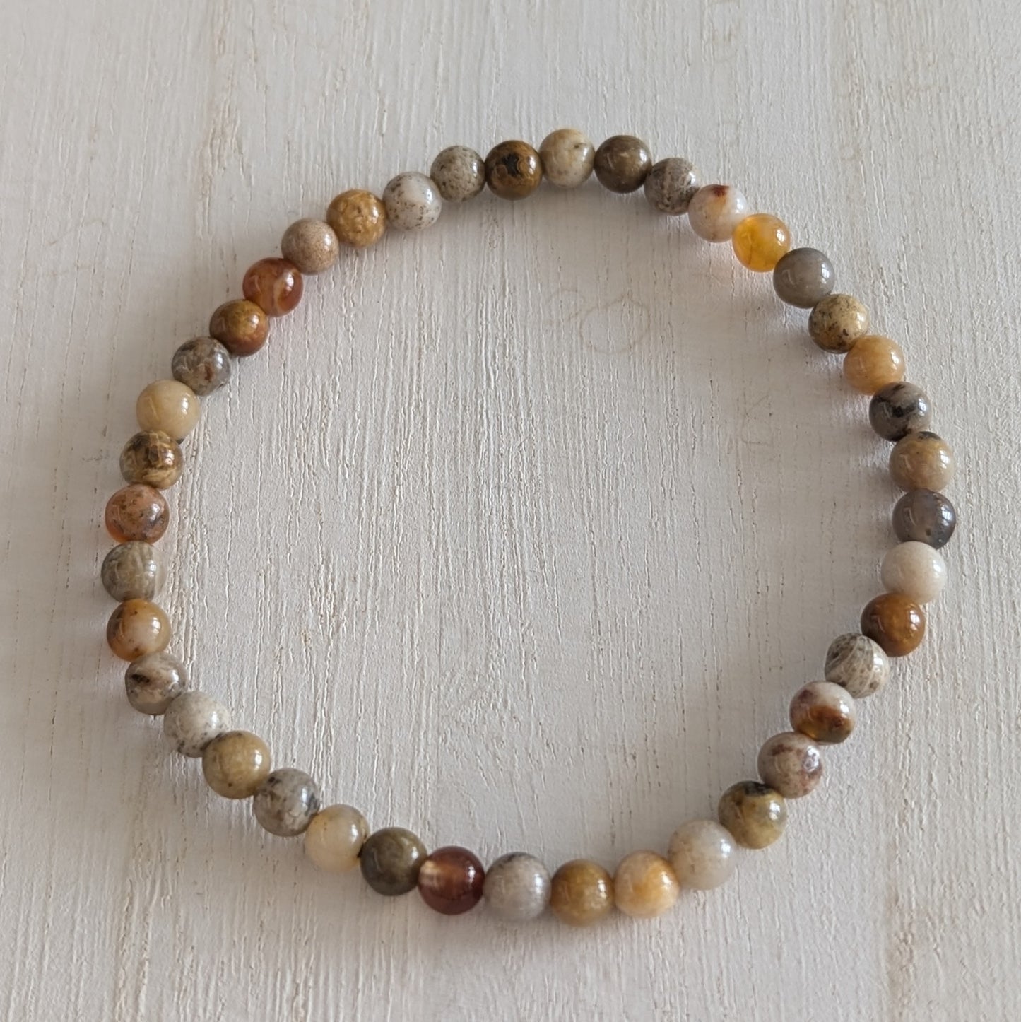 Crazy Lace Agate Round Bead Bracelet