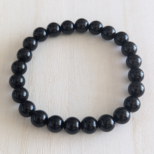 Black Obsidian Round Bead Bracelet