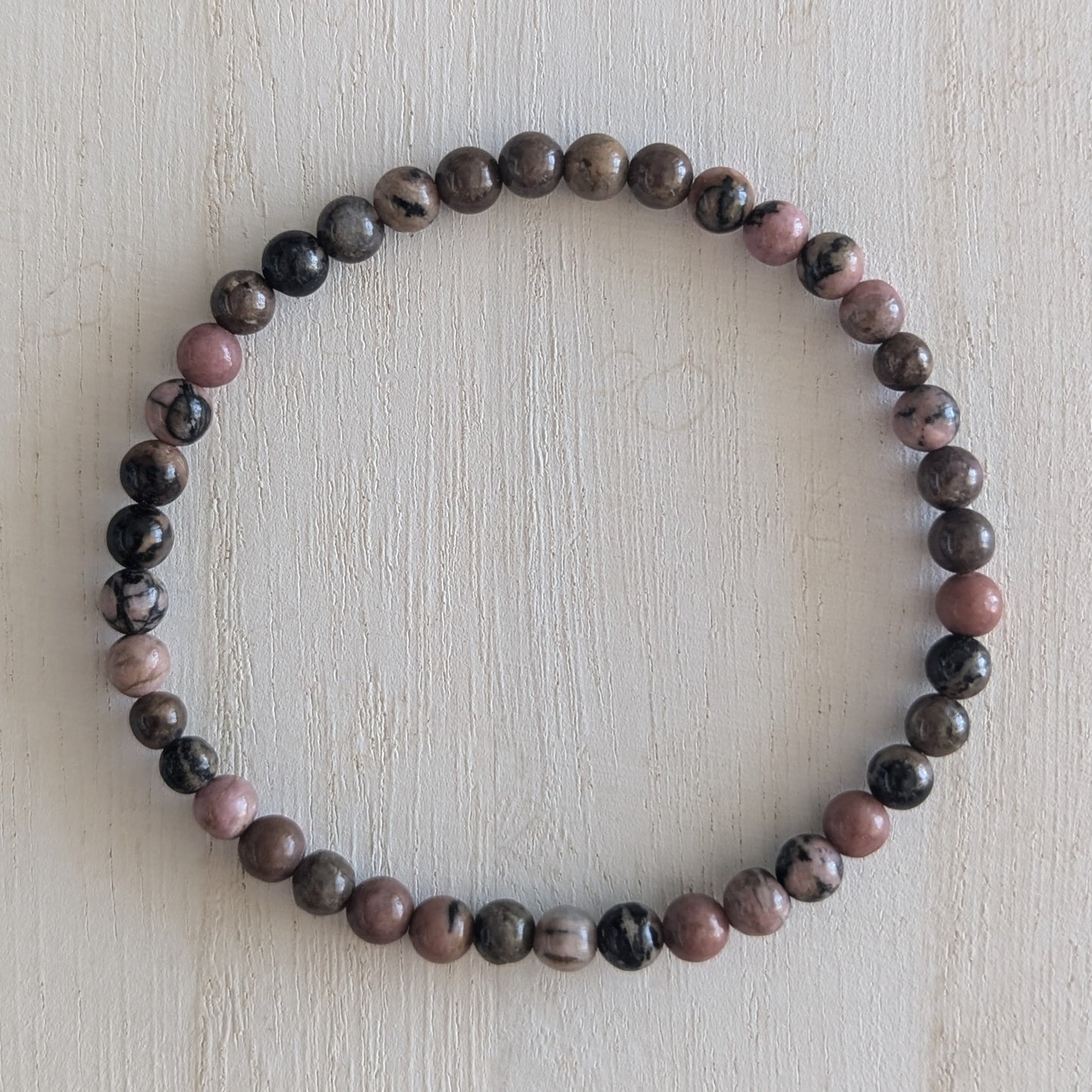 Rhodonite Round Bead Bracelet