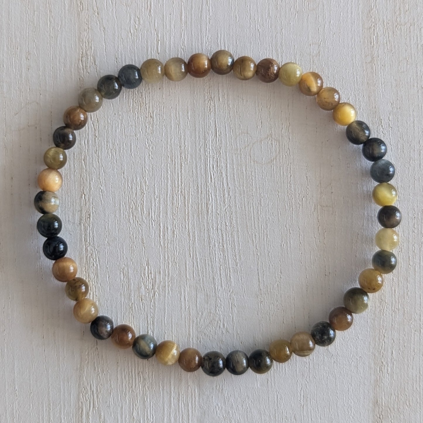 Yellow and Blue Tiger Eye Round Bead Bracelet